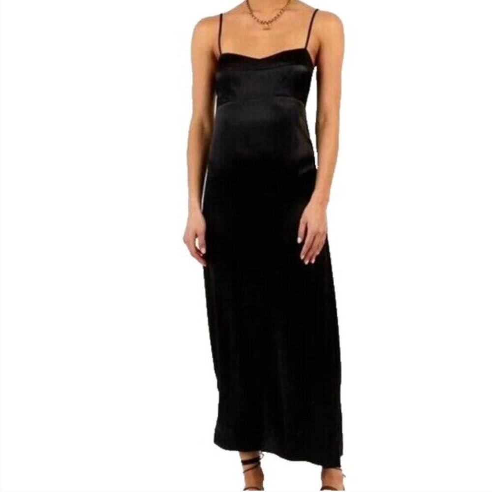 DISSH GIGI BLACK SATIN MIDI DRESS - 8 / BLACK